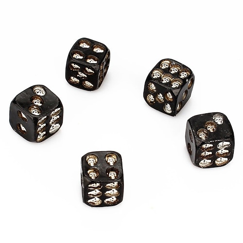 5 Stück/Set Halloween-Totenkopf-Harzwürfel, Gold- und Silber-Totenkopf-Design, Spielwürfel-Set für Bar-Partys, Nachtclubs, Brettspiele, einzigartiges Gothic-Harz-Bastelzubehör