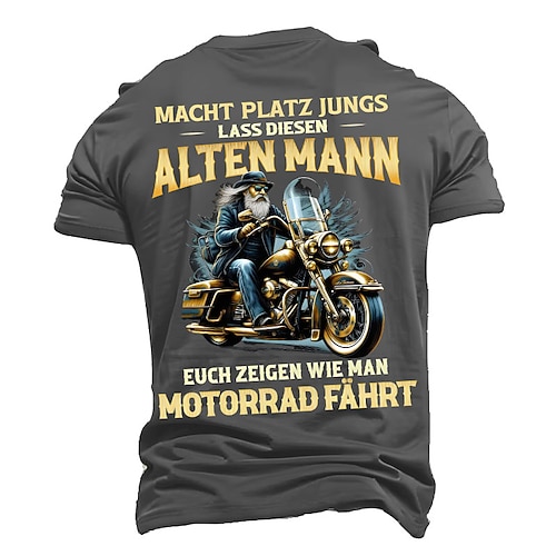 Männer Lustiges alter Mann Biker T-Shirt - Motorrad fahren Grafik Tee - Macht Platz Jungs Hobby Lebensstil Geschenk Image