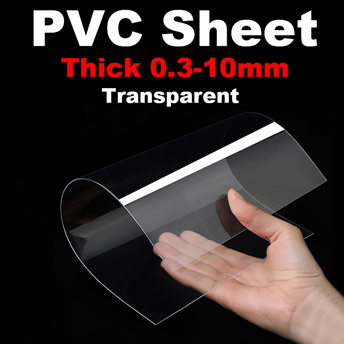Plaque en PVC Épaisseur 0.3 ~ 10mm, Feuille de Plastique Hautement Transparente, Panneau Dur, Matériel de Bricolage 100x100, 100x200, 200x200, 200x300, 210x297mm