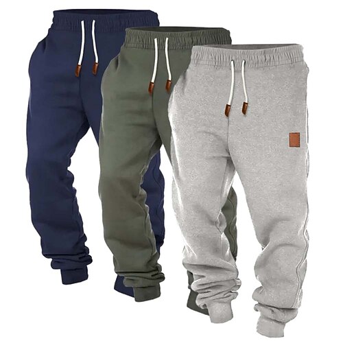 Herren Jogginghose Jogginghose Jogger Fleecehose Hose Kordelzug Elastischer Bund Mehrfachpackung Einfach Komfort Volle Länge Outdoor Täglich Ausgehen Mode Klassicher Stil SchwarzMarineblau Image