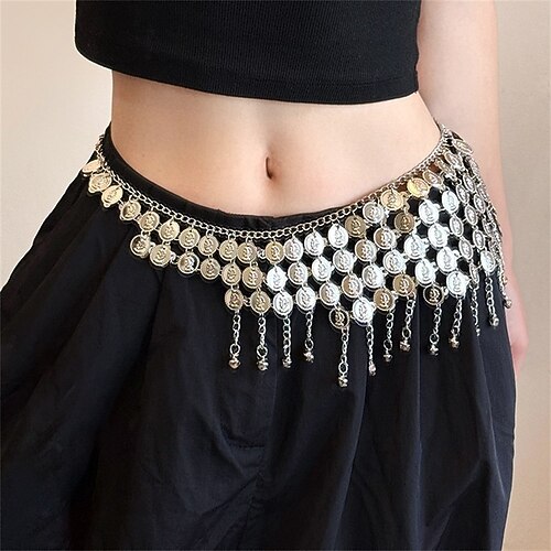 Cintura con sciarpa per fianchi da danza del ventre con monete, gonna da danza del ventre, cintura da ballerina per accessorio per costume di Halloween da danza del ventre
