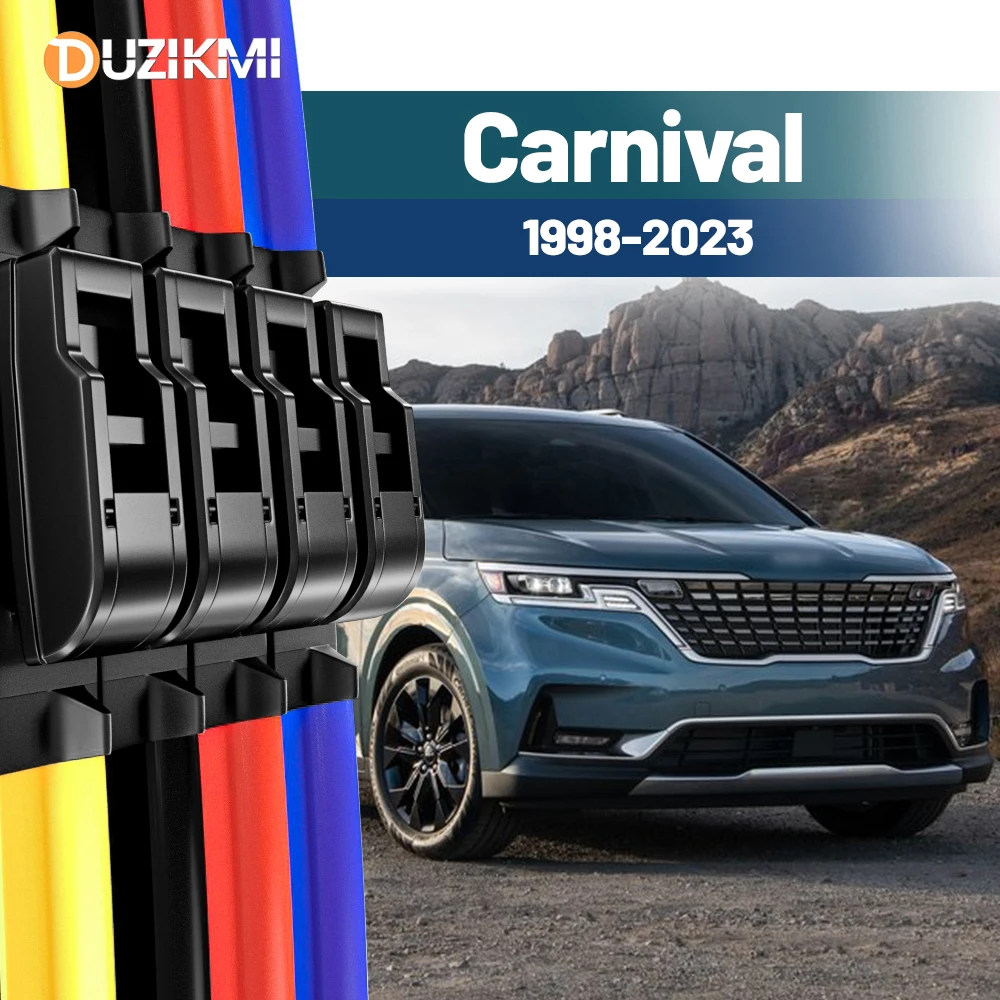 Für Kia Carnival 1998–2023 2013 2014 2015 2016 2017 2018 2019 2020 2021 2 Stück Frontscheibe Scheibenwischerblätter Rot Blau Image