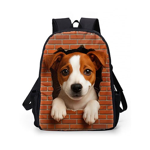 Zaino scolastico per bambini dai 6 ai 12 anni con stampa 3D di un cane dei cartoni animati, zaino a doppio strato di grande capacità, zaino leggero per la scuola elementare, ideale per il ritorno a scuola, i viaggi e l'uso quotidiano.