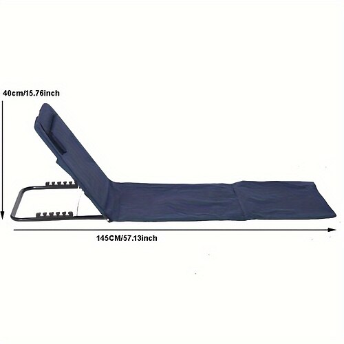 verstellbare Strandmatte 600d Oxford-Gewebe 5 Positionen faltbar Camping Picknick Outdoor Freizeit blau kein Magnesiumstab/Feuerstein enthalten Image