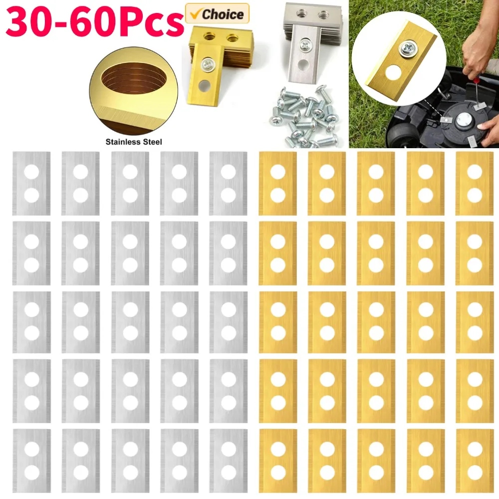30–60 Stück Metall-Ersatzklingen mit Unterlegscheiben und Schraube, Rasenschneidmesser, Rasenmesser-Set für Mammotion Luba Robot