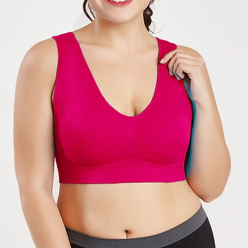 Damen Yoga-BH Sport-BH Unterwäsche Leichte Kleidung Atmungsaktiv Drahtlos Gefüttert Einfarbig Sport Sportkleidung Hellblau Dunkelviolett Pilates Laufen Yoga Image