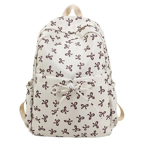 Zaino in stile coreano per ragazze con stampa a fiocco – grazioso zaino scolastico in tela per studenti adolescenti, scuole medie e superiori per il ritorno a scuola
