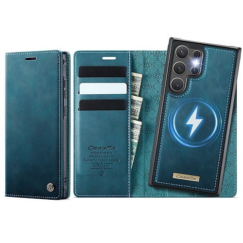 Handy Hülle Handyhüllen Für Samsung Galaxy S26 Ultra Plus S25 S25 Edge S24 S23 Ultra Plus S24 FE S22 Plus Ultra A16 A55 5G A35 5G Brieftaschenhülle Mit Ständer Abnehmbar Magnetisch Retro TPU PU-Leder Image