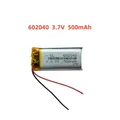 Batteria Li Lipo di ricambio ai polimeri di litio da 3,7 V 500 mAh 602040 JST 2 pin 1.0/1.25/1.5/2.0/2.54mm connettore per fotocamera GPS LED