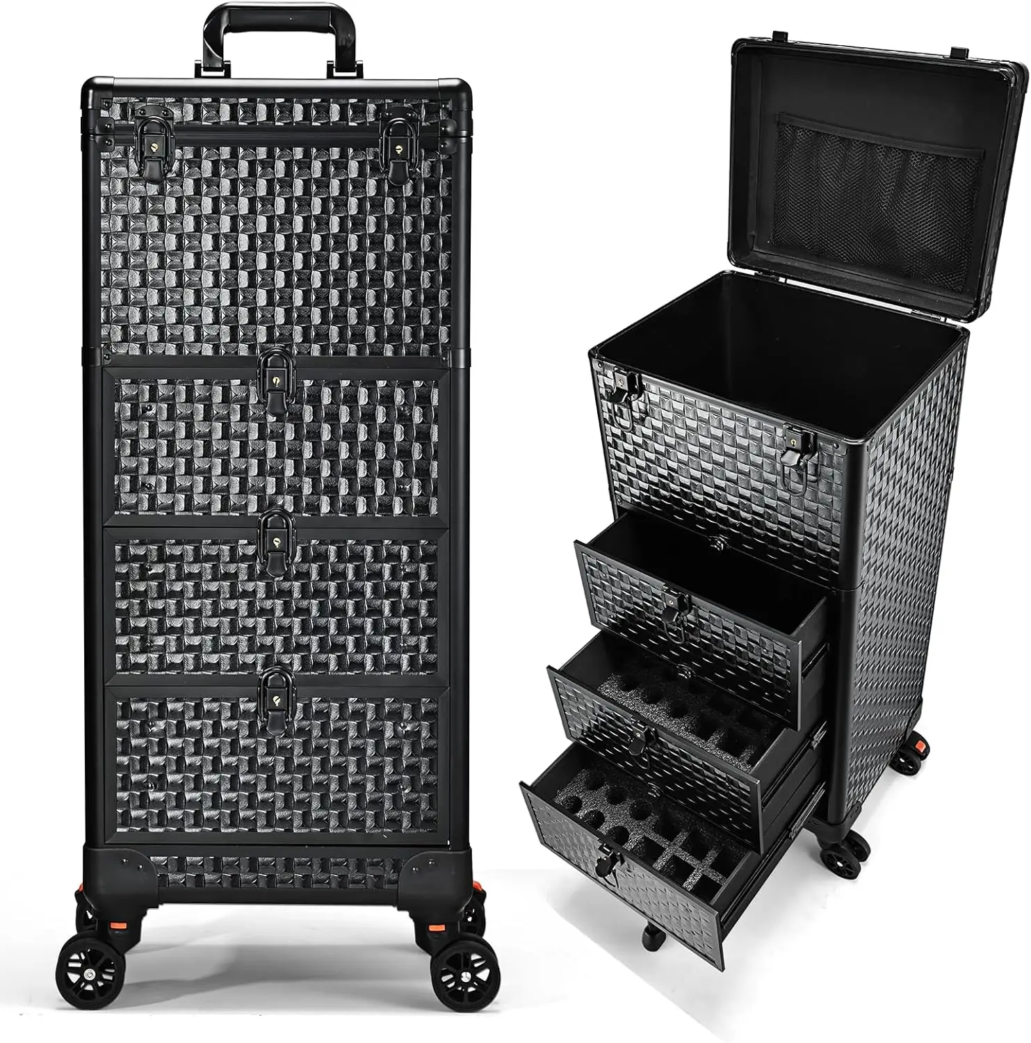 Carrello da salone con 3 cassetti Carrello professionale Trolley Trolley per trucco con ruote bloccabili Trolley Scatola per cosmetici