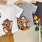 T-shirt a maniche corte ricamata a fumetti Abbigliamento per bambini Stile casual Abbigliamento per bambini maschili e femminili Bambini piccoli e medi