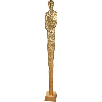 Dekofigur GILDE "Skulptur Frau Salvina goldfarben H. 138 cm", gold (goldfarben), B:15cm H:138cm T:15cm, Aluminium, Dekofiguren Image