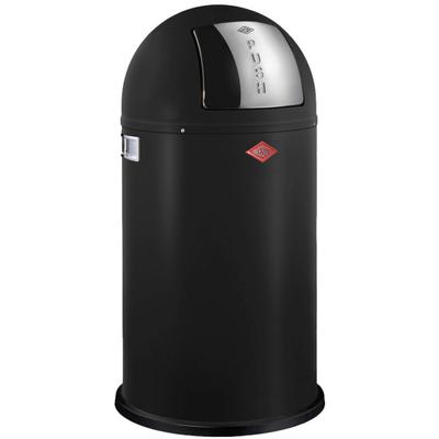 Mülleimer WESCO "Pushboy", schwarz (mattschwarz), B:40cm H:75,5cm T:40cm, Stahlblech, Mülleimer, Abfallsammler, 50 Liter Image