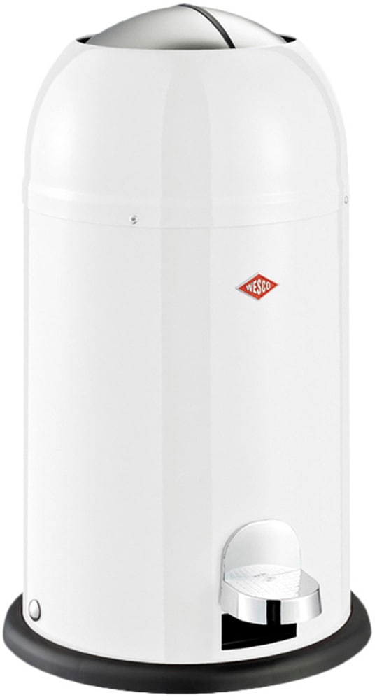Mülleimer WESCO "Kickmaster Junior", weiß, B:30cm H:51cm T:30cm, Stahlblech, Mülleimer, Mülleimer, Abfallsammler mit Dämpfer, 12 Liter