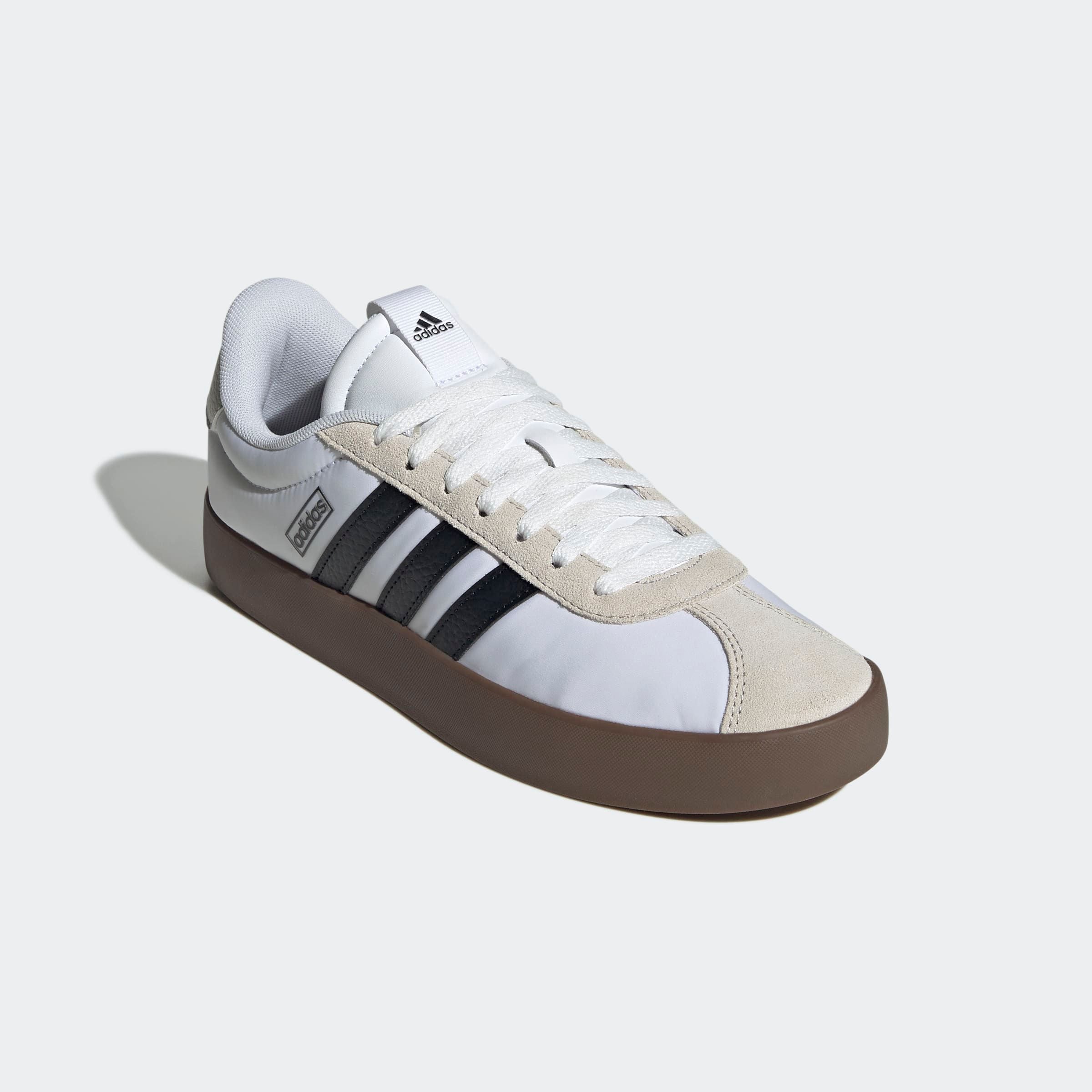 Sneaker ADIDAS SPORTSWEAR "VL COURT 3.0", Herren, Gr. 41, schwarz-weiß (cloud weiß, core schwarz, grau one), Leder, Textil, Schuhe Sneaker, Design auf den Spuren des adidas Samba