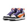 Sneaker PUMA "REBOUND V6 MID JR", Kinder, Gr. 38,5, puma weiß, orange glo, puma schwarz, kariert, sportlich, Schuhe
