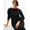 A-Linien-Kleid TOMMY HILFIGER CURVE "CRV 5X2 RIB FLARE MIDI DRESS LS", Damen, Gr. 50, N-Gr, schwarz, Rippware, Obermaterial: 95% Viskose, 5% Elasthan, unifarben, casual, figurbetont wadenlang, Rundhals, Langarm, Kleider, in großen Größen, in...
