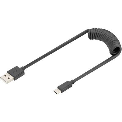 USB-Kabel usb 2.0 usb-a Stecker, usb-c® Stecker 1.00 m Schwarz beidseitig verwendbarer Steck Image