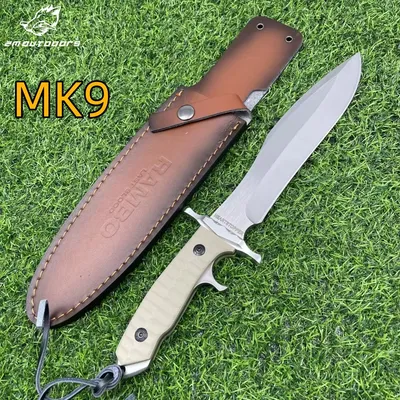 Outdoor Fixed Blade Straight Knife, G10 Handle, 9Cr18Mov High Hardness Stainless Steel Blade, Spear Tip Design for Outdoor Camp
