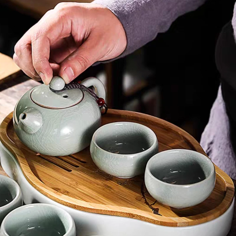 Ge Yao Keramik Teekanne Teetasse manuelle chinesische Eisriss geteilte Teekanne kann Xishi Teekannen Haushalt Kung Fu Teekanne erhöhen Image
