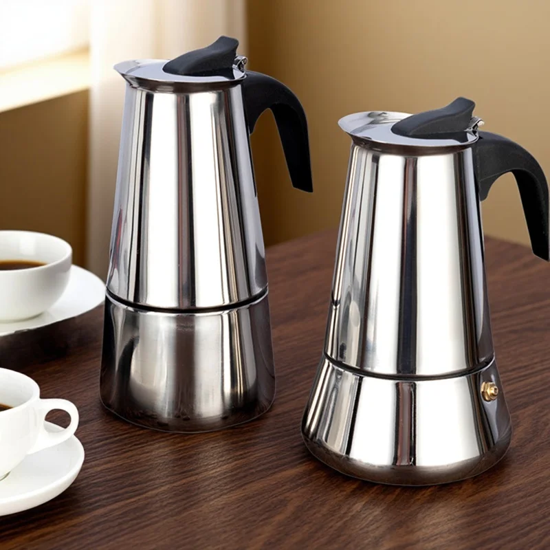 Herd Top Moka Kaffeekanne 100/200/300/450 ml Edelstahl Filter Italienische Espresso Kaffeemaschine Percolator Werkzeug Mokka Cafetiere