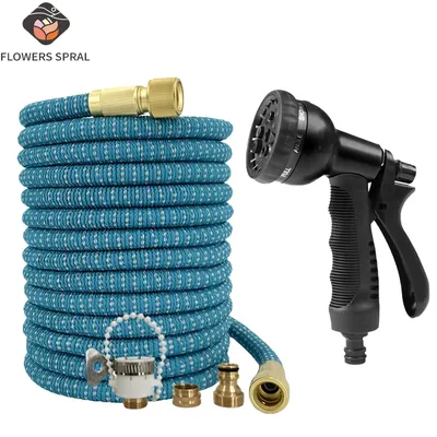 Horticultural Telescopic Outdoor Expandable Hose With 8-Function Adjustable Car Wash Water Gun, Garden Irrigation Water Pipe
