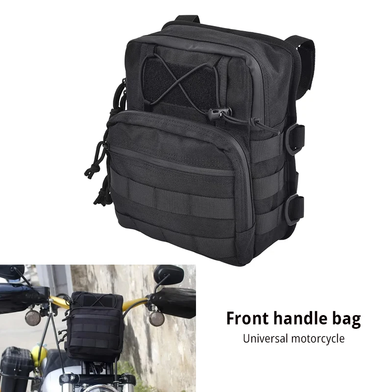 Universal Front Griff Bars Taschen Für Harley Softail Low Rider ST Bobber Cafe Racer Reisetasche Club Stil T-bar Tasche Werkzeug Tasche Image
