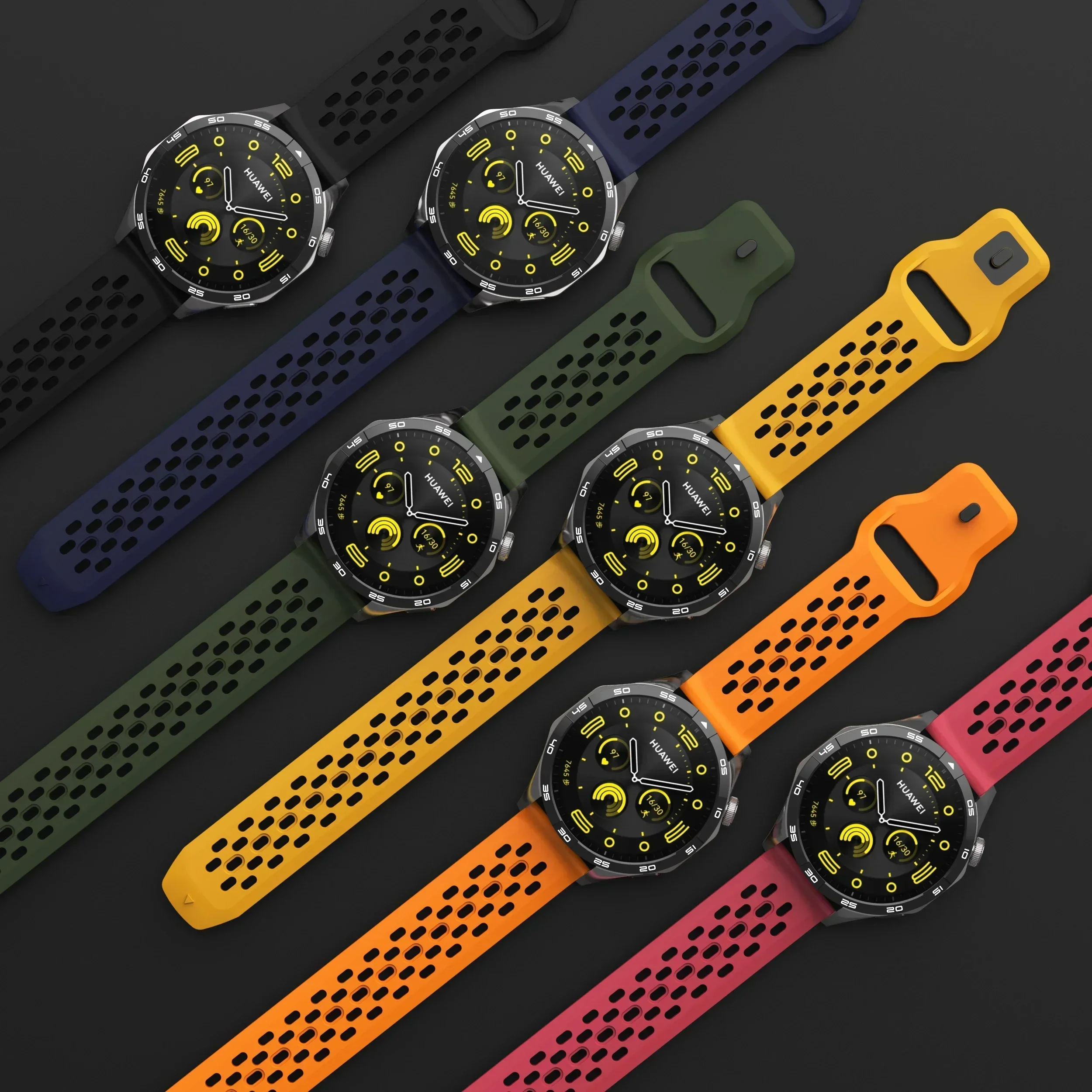 18 mm 20 mm 22 mm Loch Silikonband für Samsung Galaxy Watch 6 5 4 für Huawei GT4 3 GT2 Pro Armband für Garmin Vivoactive 4 Armband Image