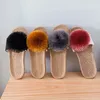 Clogs Leinen Plattform Damen Hausschuhe Home Hairball Designer Frau Schuhe Mode Lässig Elegante Hausschuhe Wohnungen Offene Spitze Indoor