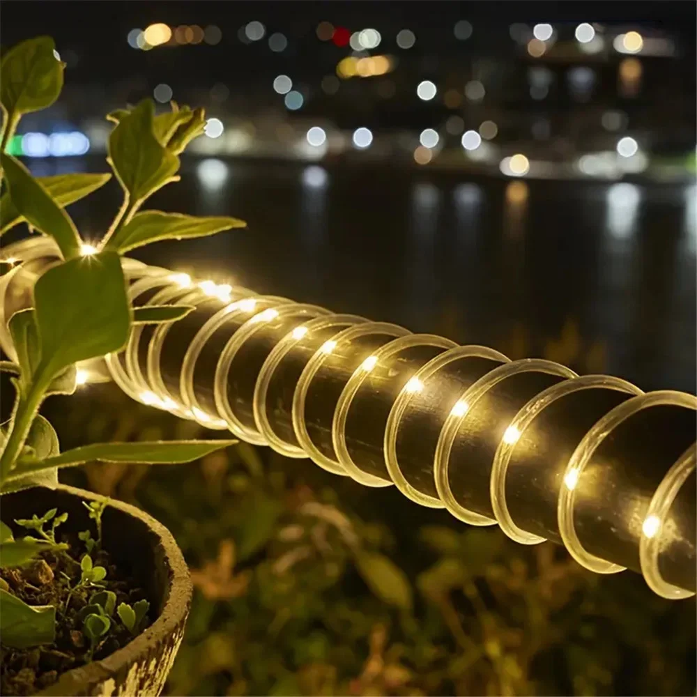 LED Solar Lichterketten Garten Wasserdichte Rohr Seil Lampe Weihnachten Girlande Lichterkette Für Outdoor Urlaub Dekoration Beleuchtung
