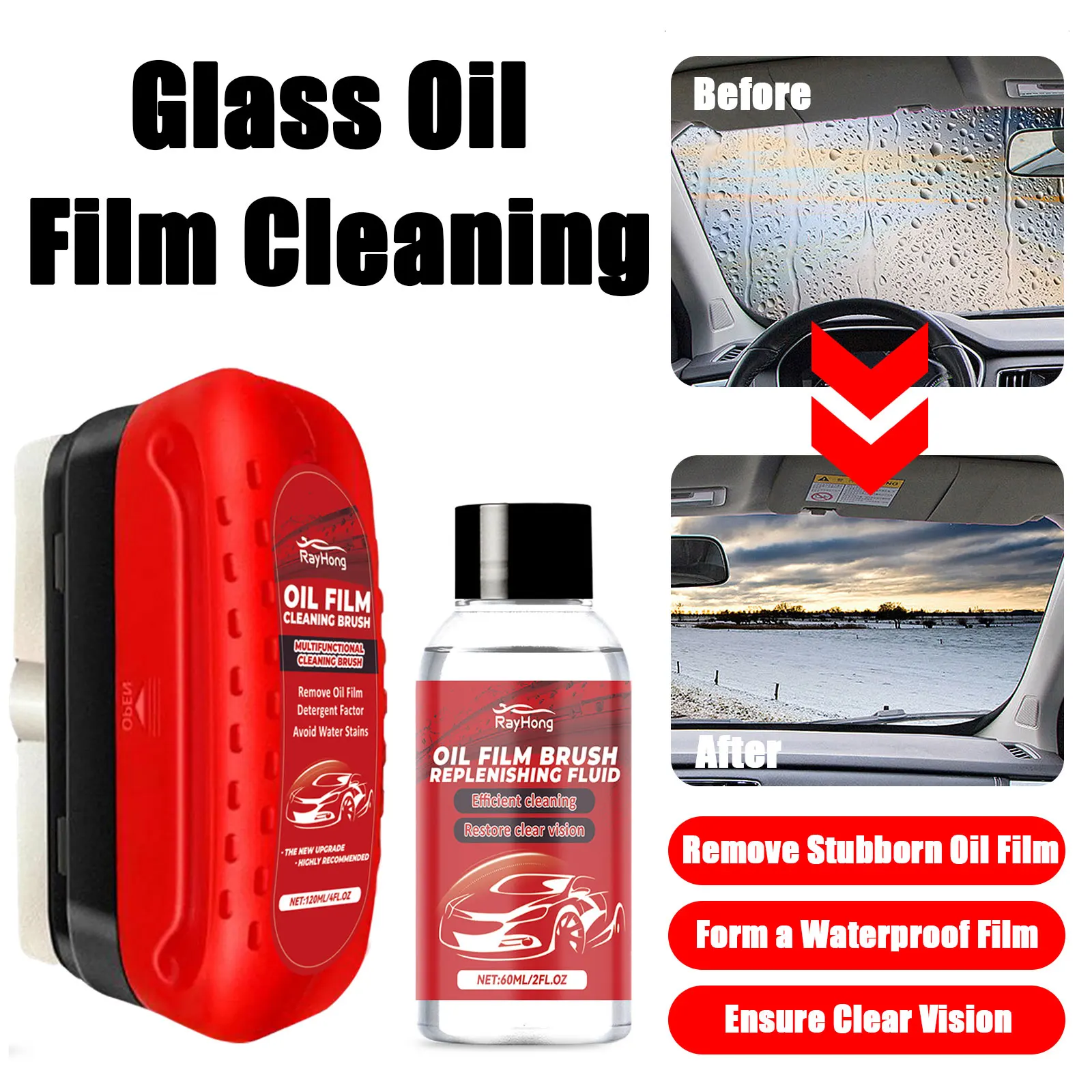 RayHong Auto Glas Öl Film Entferner Reinigung Set Bord Glas Beschichtung für Windschutzscheibe Klar Fenster Auto Detaillierung Reinigung Werkzeug Image