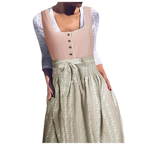 Dirndl Women's Red Traditional Dress Midi, Large Sizes Dirndl Dress with Dirndl Aprons Button Placket Dirndl Blouse Dirndl Dresses Elegant Costume Fashion Costume Clothing Costume Dresses for