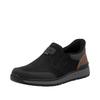 Slipper RIEKER "Ready2GO", Herren, Gr. 47, braun (schwarz, braun), Lederimitat, Textil, unifarben mit Farbeinsatz, sportlich, Schuhe, Slip on Sneaker, Halbschuh, Schlupfschuh mit loser Einlage