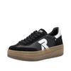Plateausneaker RIEKER SPORT "Swing2GO", Damen, Gr. 39, silber (schwarz, silberfarben), Glattleder, Veloursleder, sportlich, Schuhe, Retro-Sneaker, Schnürschuh, Halbschuh mit trendiger Plateausohle