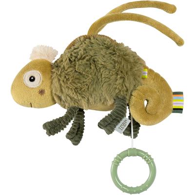 Spieluhr FEHN "Lazy, Crazy & Pink, Chamäleon", grün (khaki, olive), Spieluhren, KinderB:20cm H:5,4cm L:12cm, Plüsch, Softvelours, B:20cm H:5,4cm L:12cm