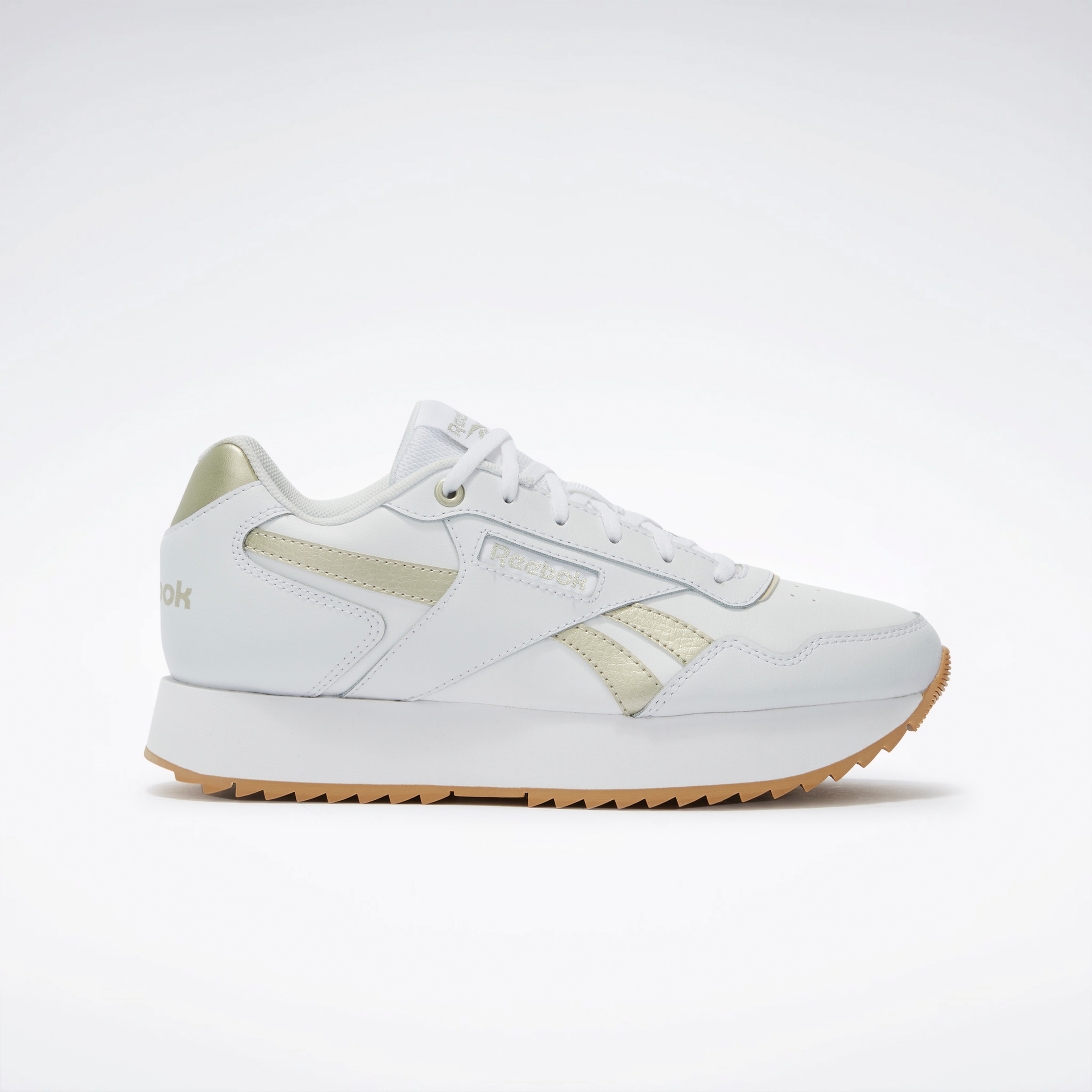 Sneaker REEBOK CLASSIC "REEBOK GLIDE RIPPLE DOUBLE", Damen, Gr. 37, weiß (weiß, sand, flint grau metallic), Synthetik, Textil, Schuhe Sneaker