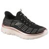 Slip-On Sneaker SKECHERS "SUMMITS PLUS-SOFT LUSTER", Damen, Gr. 35, rosa (schwarz, roségoldfarben), Textil, sportlich, Schuhe, Freizeitschuh, Schlupfschuh in veganer Verarbeitung