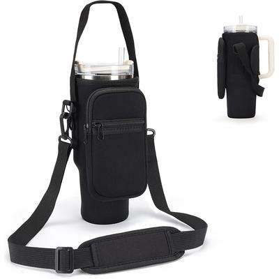 Water Bottle Carrier Bag for Stanley 40oz Tumbler with Phone Pocket Neoprene Water Bottle Holder with Shoulder Handheld Strap Stanley Cup Accessories
