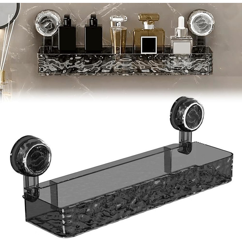 Corrugated Suction Cup Storage Holder, Light Luxury Style Punch-Free Storage Rack Movable Shower Shelf Suction Cup, No-Drill Wall-Mounted Storage Shelf