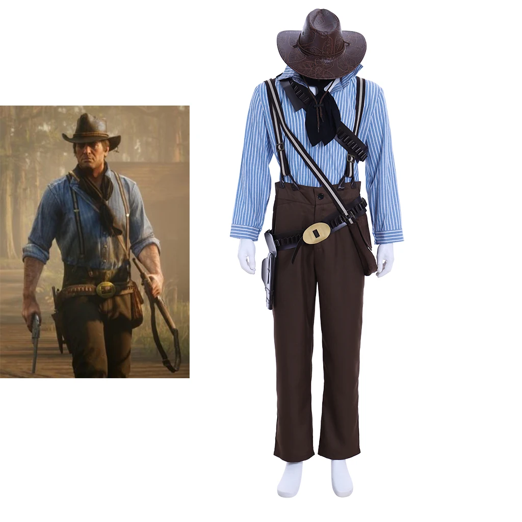 Game Arthur Morgan Cosplay Costume Men's Gunslinger Uniform Full Set Halloween Carnival Party Disguise Battle Suit