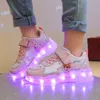 Disney Kinder Freizeitschuhe LED wiederaufladbare leuchtende Schuhe Cartoon Prinzessin Elsa Mädchen rosa Sport Turnschuhe Größe 26-35