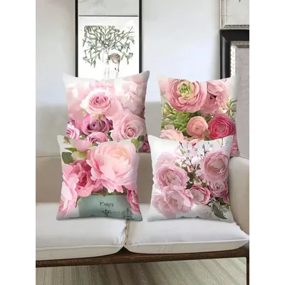 Erröten rosa Kissenbezug, quadratisch, Lendenwirbelsäule, Polyester, Reißverschluss, maschinenwaschbar, samtiges Dekor, mädchenhaftes Schlafzimmer, Sofa, Akzent-Geschenkset Image