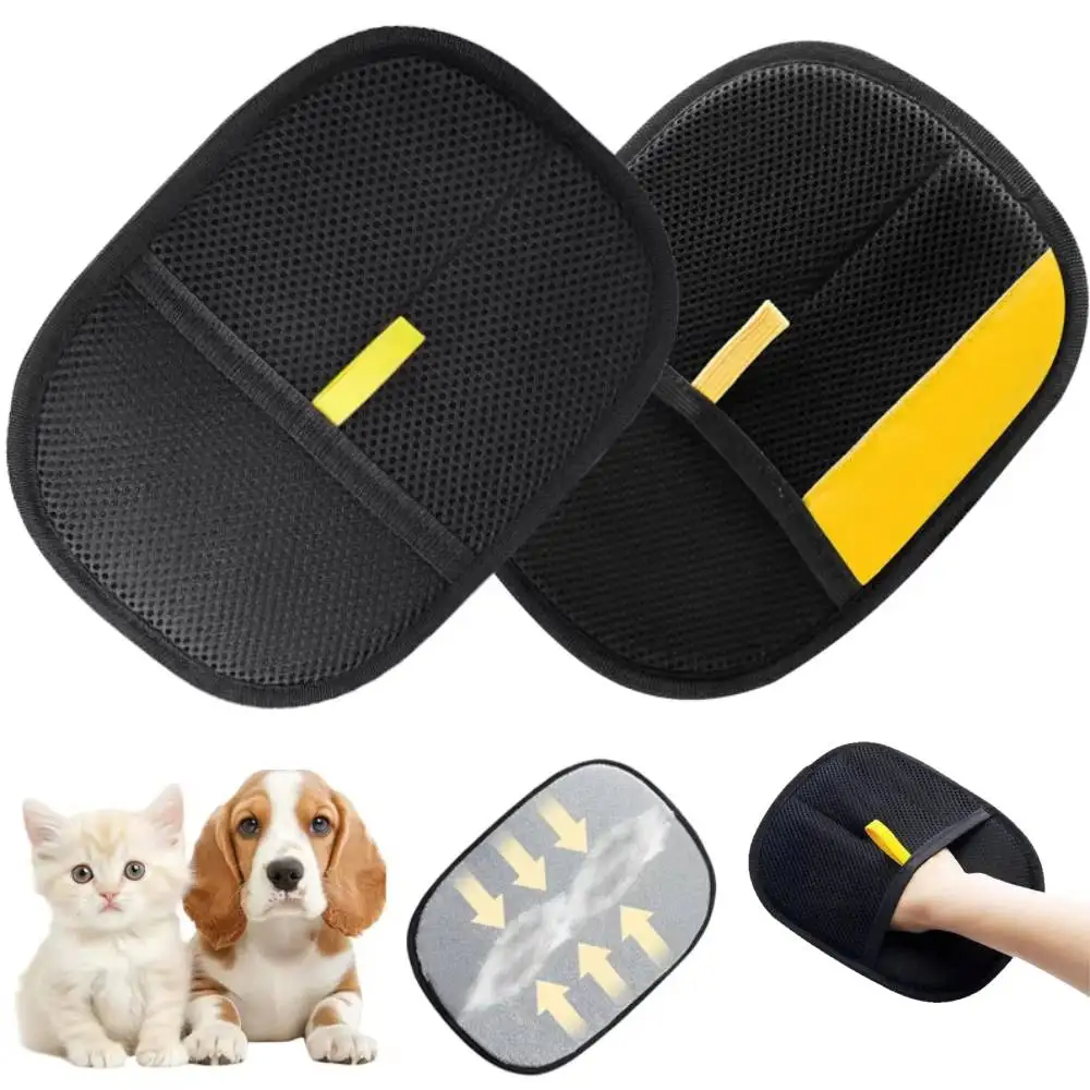Tierhaarentfernerbürste Kätzchen Haarentfernungshandschuhe Enthaarungsbürste Handschuh für Hund Katze Doppelseitiger Fellhaarreinigungshandschuh Teppich Image