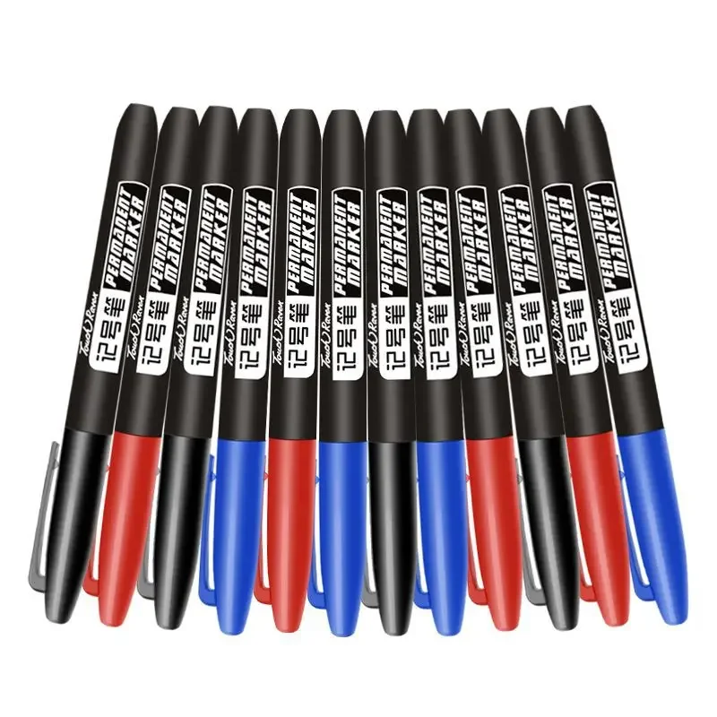 6 Teile/satz Permanent Art Marker Stift Feine Spitze Wasserdichte Tinte Dünne Spitze Rohe Spitze Schwarz Blau Rot Tinte 1,5mm Feine Farbe Marker Stifte Image