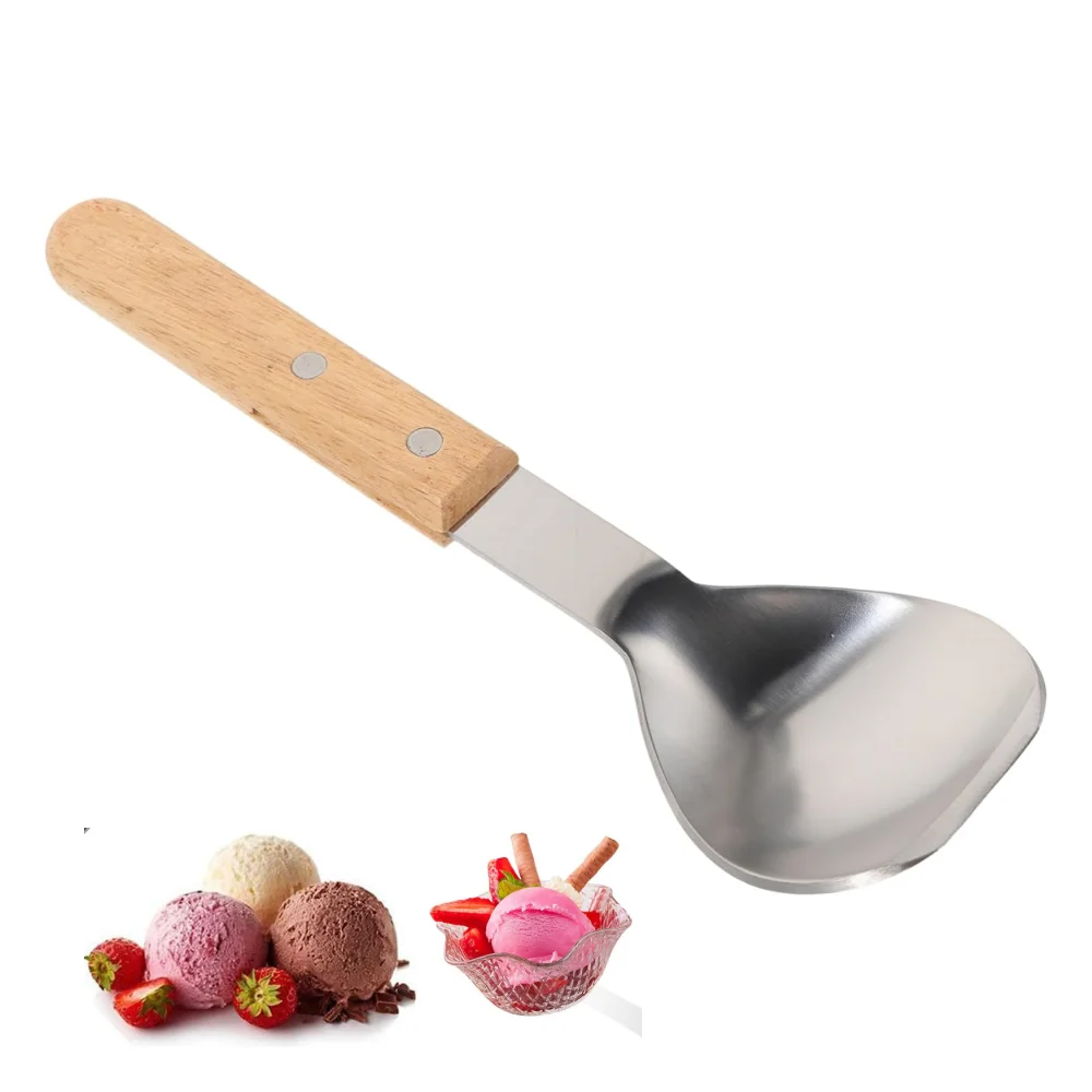 Eisschaufel mit Holzgriff, 23,2 x 7 cm/9,13 x 2,76 Zoll Eisschaufel, Dessertspaten für Zuhause, Restaurant, Garten Image