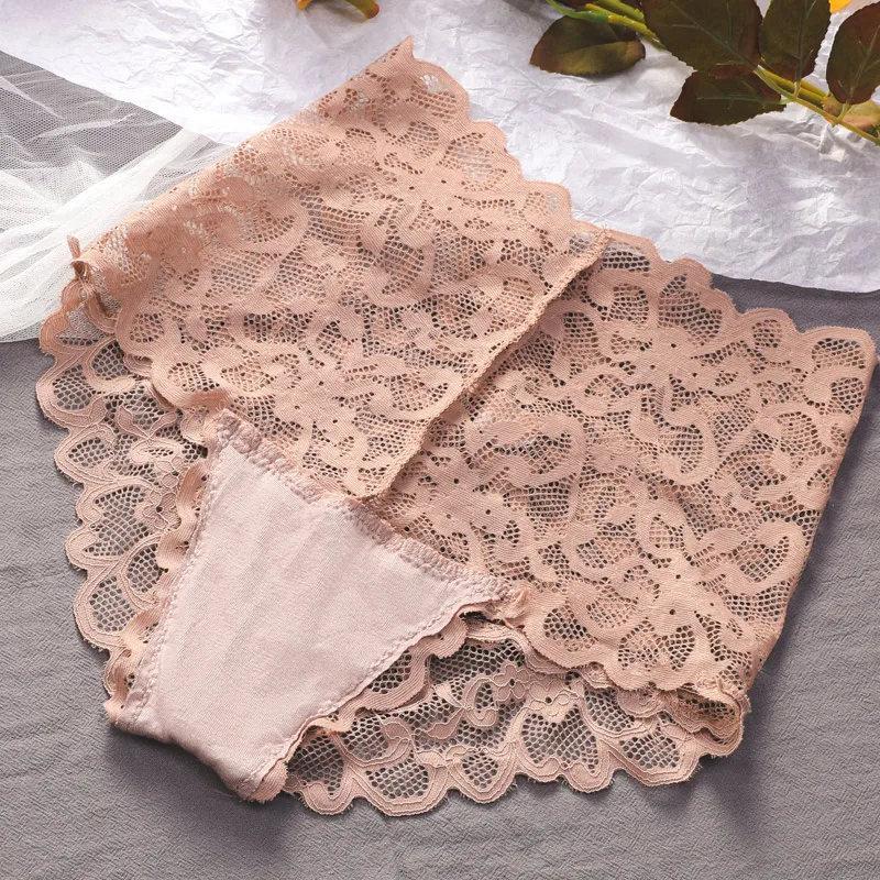 5PC Damen-Eisseide mit hoher Taille, Bauchkräuselung, Hüftstraffung, Spitze, reine Baumwolle, antibakterieller Schritt Image