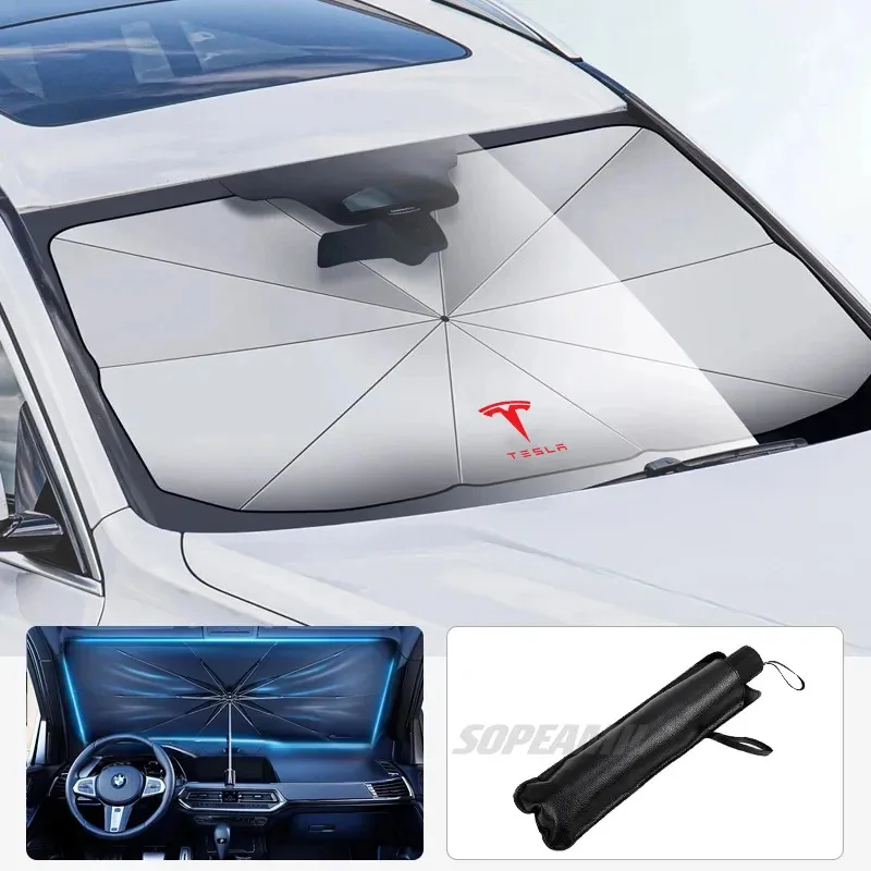 Per Tesla Modello 3 Modello Y Modello S Modello X Roadster Auto Parabrezza Anteriore Parasole Protezione Solare UV Ombrello Ombra Accessori