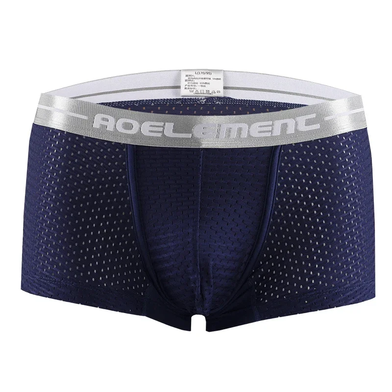 3PC männer unterwäsche Sommer atmungsaktive boxer Mesh löcher Modal eis seide dünne sexy U konvexen schnell trocknend boxer Image