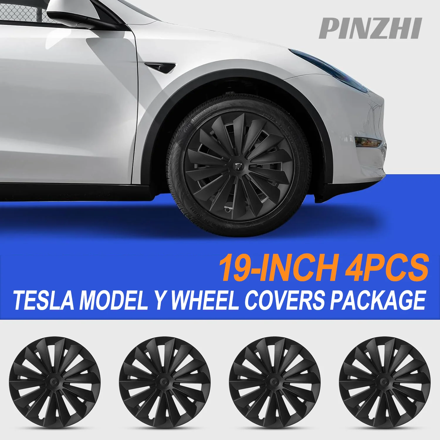 4PCS Design für TESLA Modell Y 2020-2024 Fahrzeug Vollständige Abdeckung Sturm Rad Abdeckung Kappe 19 Zoll Rad radkappe Automobil Zubehör Image