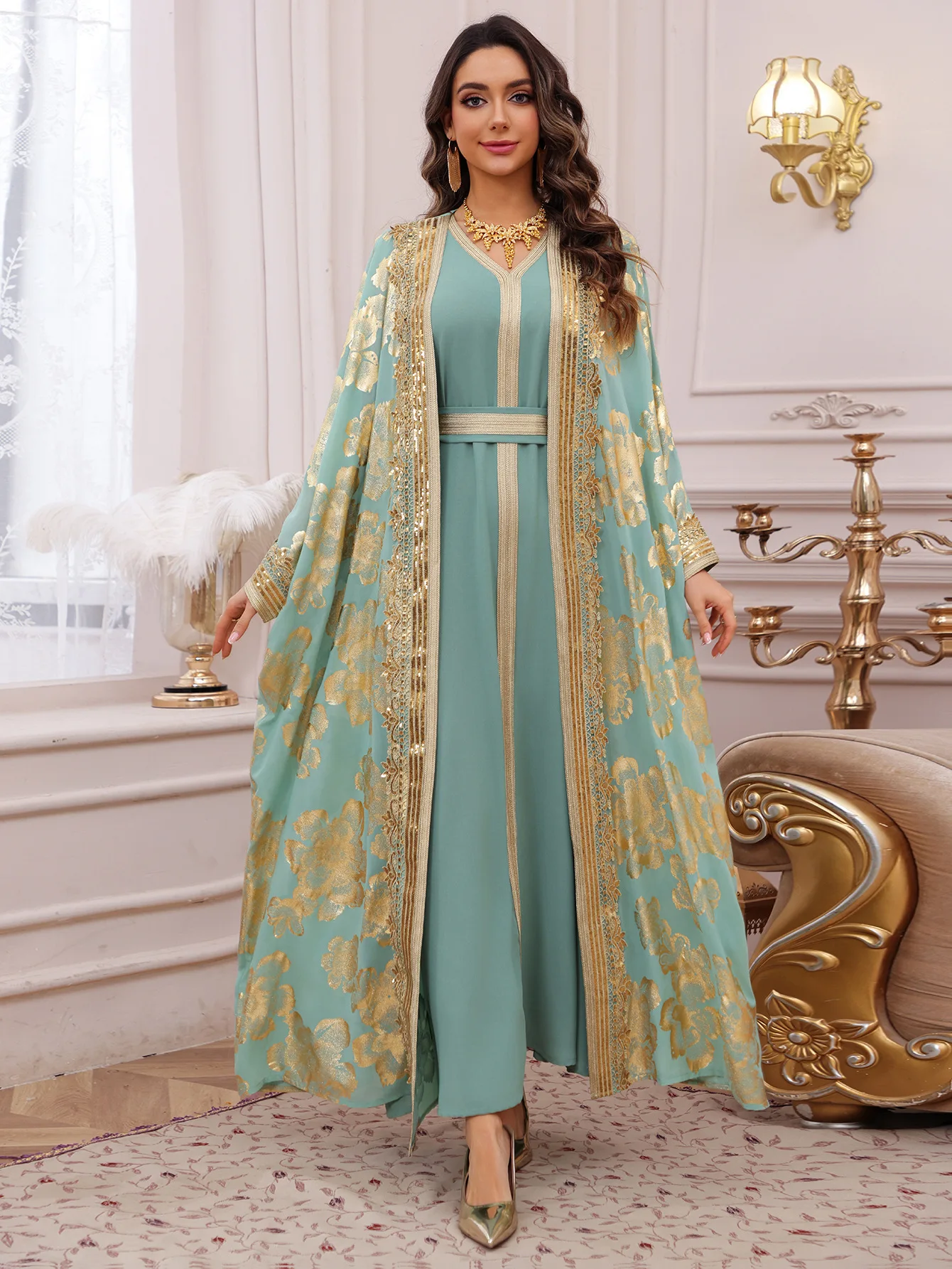 Eid Abito da donna Abaya musulmano Ricamo Party Jalabiya Ramadan Abiti lunghi Abaya Abiti Largos Caftano Arabo Abito lungo 2025